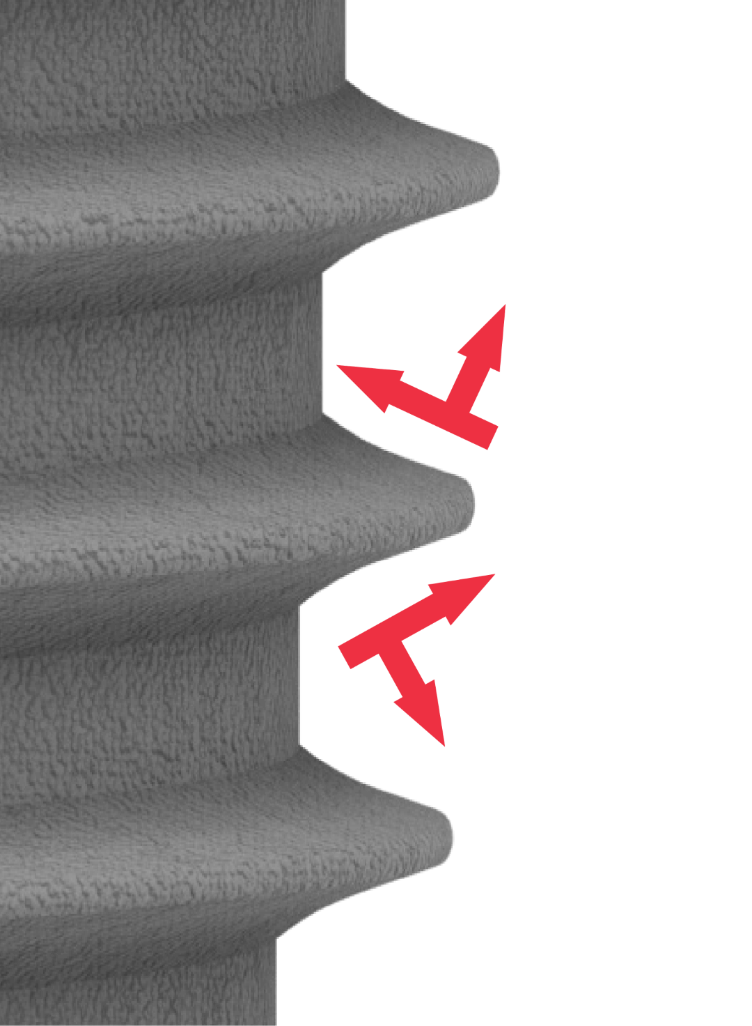 Self Tapping Force Resistance.<br/>  This design enables bone condensing, maximized compressive force resistance, and minimized shear force production. Thanks to Inserta’s P3 unique tapered morphology it <span class="text-primary-500">generates less heat and  increases primary stability and BIC</span>